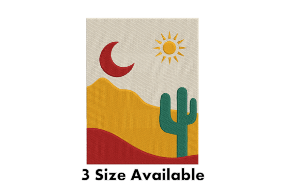 Desert Cactus Sun Moon Embroidery