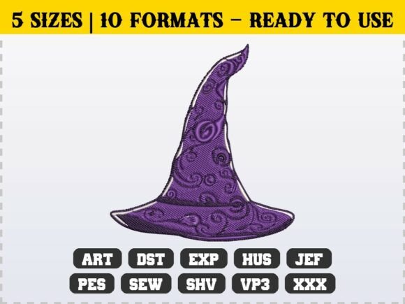 Spooky Halloween Witch Hat Embroidery